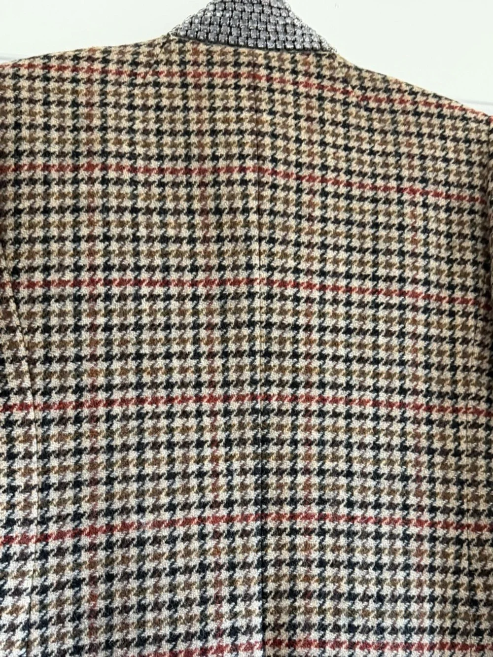 J. Crew Multi-Color Houndstouth blazer w/ gorgeous Crystal-Studded Collar RARE! - Picture 6 of 7